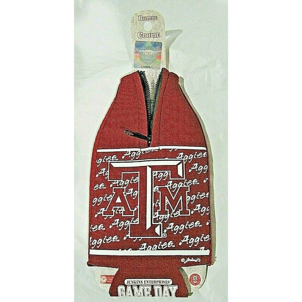 Texas A&M Aggies Team Logo on Maroon Bottle Coolie